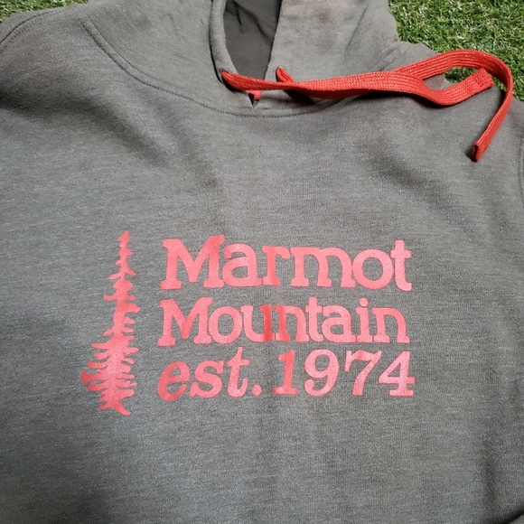 Marmot Hoodie Mens Small Green Orange Pullover SweaterSweatshirt 74 Hoody H1 - Picture 3 of 7
